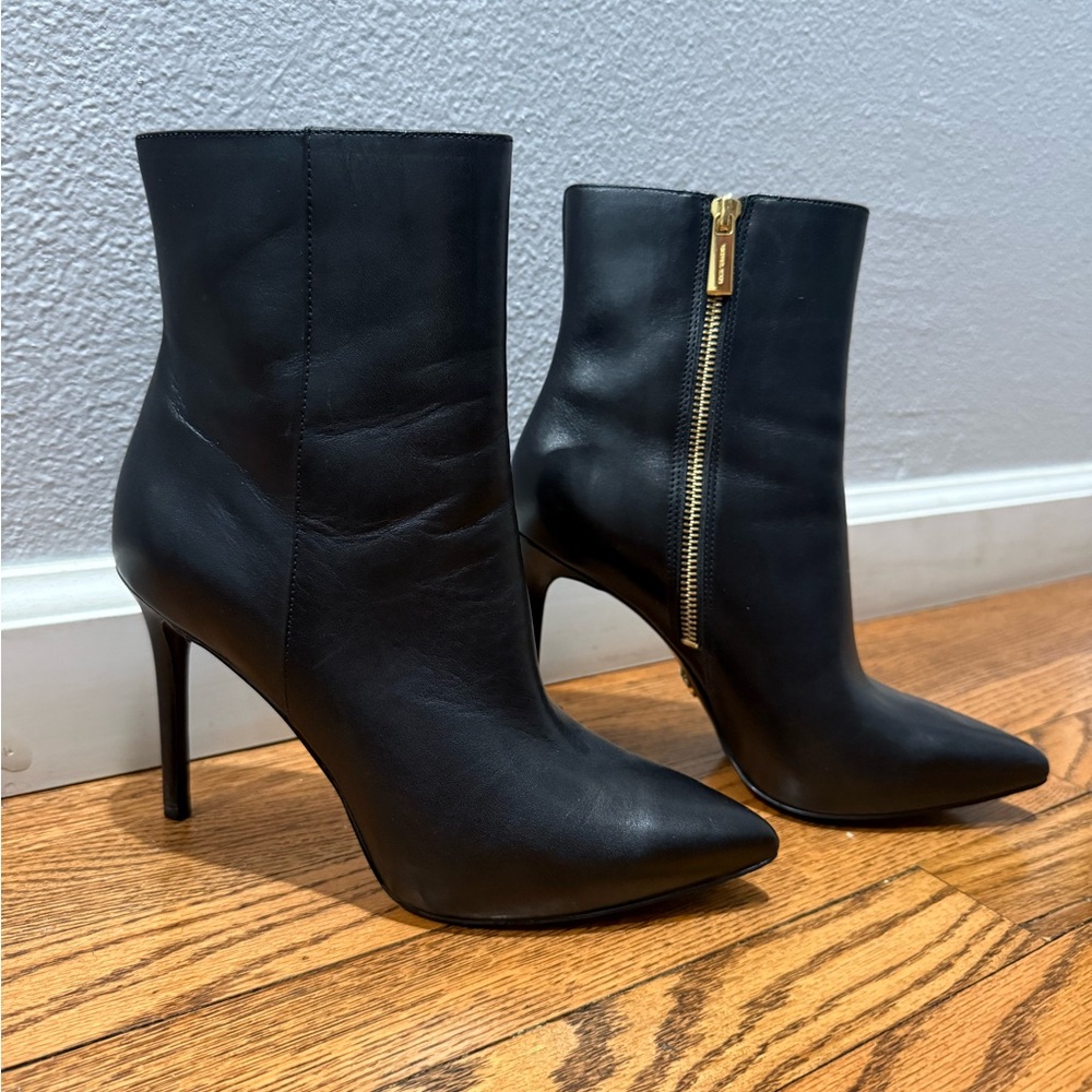 Michael Kors Black Heeled Boots with Gold Zipper